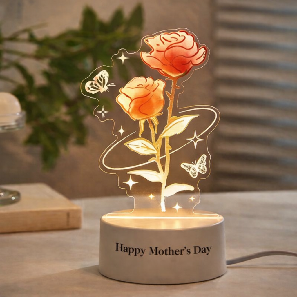 Personalized Eternal Rose Tulip Lily of the Valley LED Night Light – Mother’s Day Custom Flower Lamp Gift for Mom - MyMoonLampAu