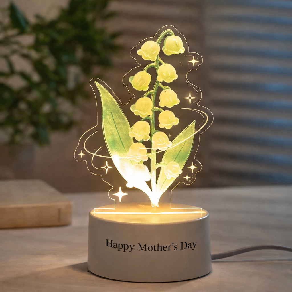 Personalized Eternal Rose Tulip Lily of the Valley LED Night Light – Mother’s Day Custom Flower Lamp Gift for Mom - MyMoonLampAu