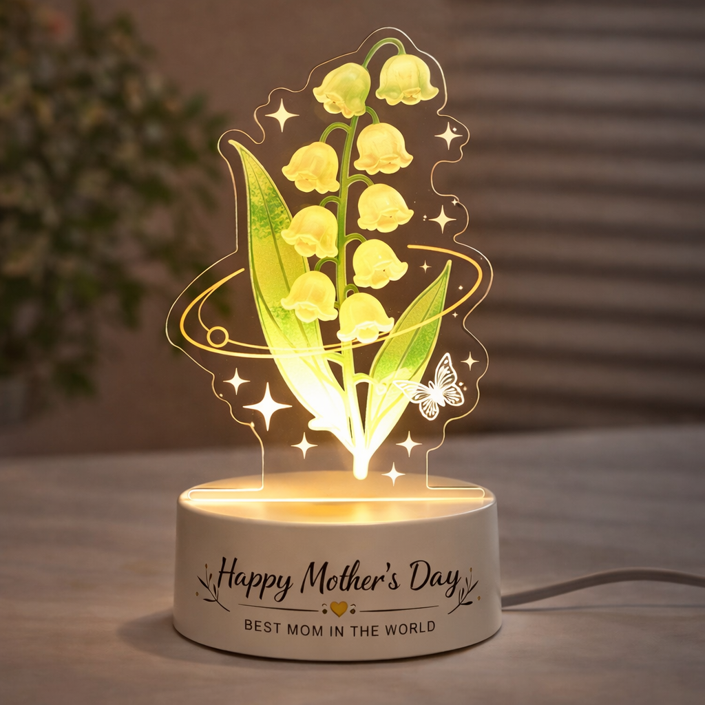 Personalized Eternal Rose Tulip Lily of the Valley LED Night Light – Mother’s Day Custom Flower Lamp Gift for Mom - MyMoonLampAu