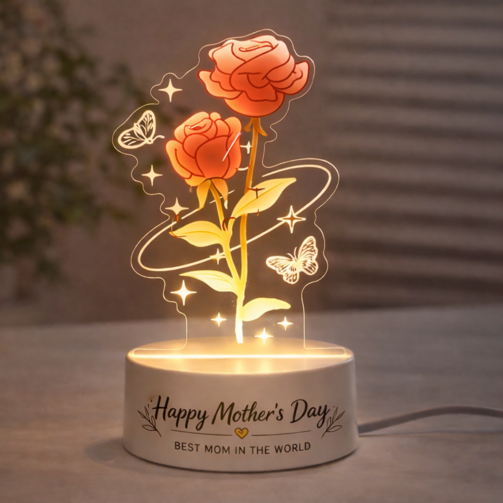 Personalized Eternal Rose Tulip Lily of the Valley LED Night Light – Mother’s Day Custom Flower Lamp Gift for Mom - MyMoonLampAu