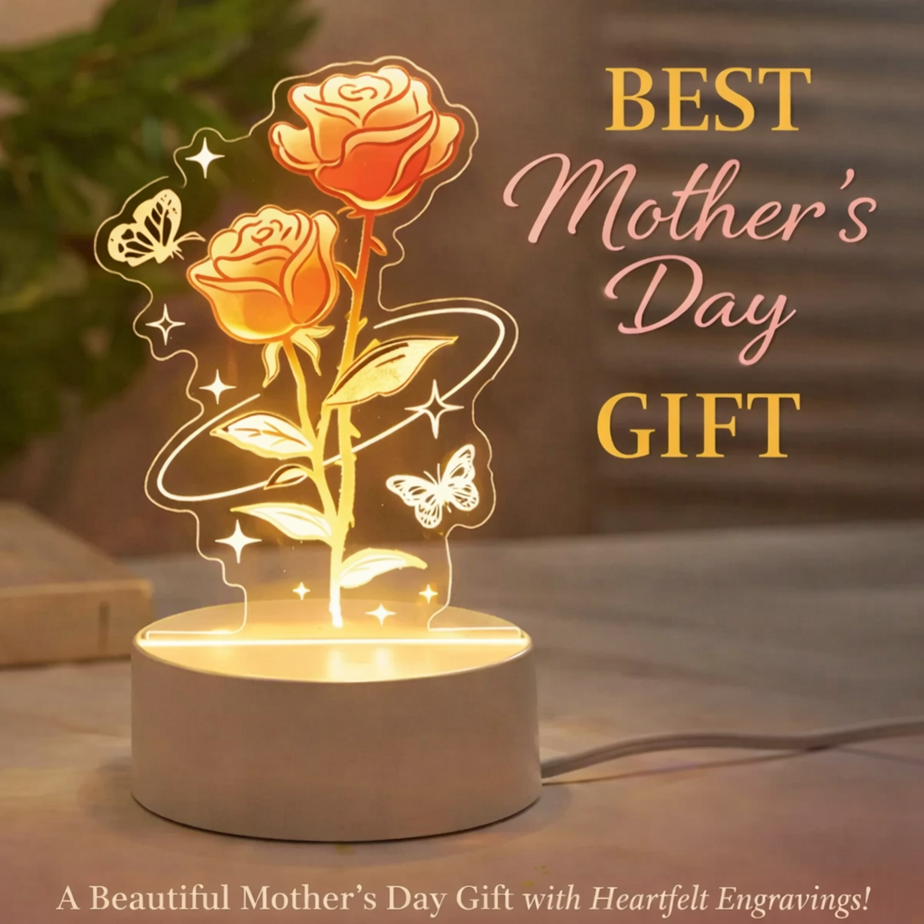 Personalized Eternal Rose Tulip Lily of the Valley LED Night Light – Mother’s Day Custom Flower Lamp Gift for Mom - MyMoonLampAu