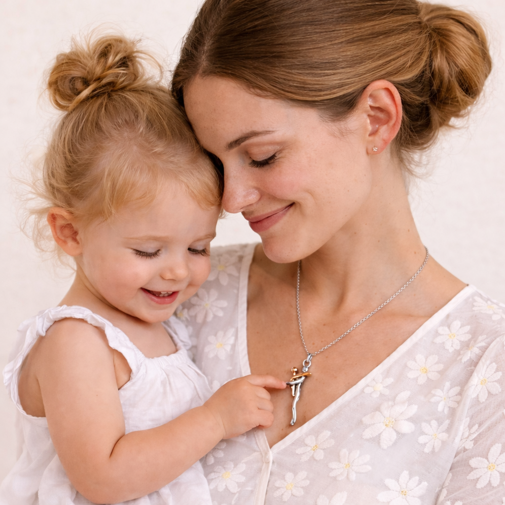Mother Child Hug Necklace - Two Tone Embrace Pendant Jewelry Gift,Gift for her, Gifts,Mother's Day Gift - MyMoonLampAu