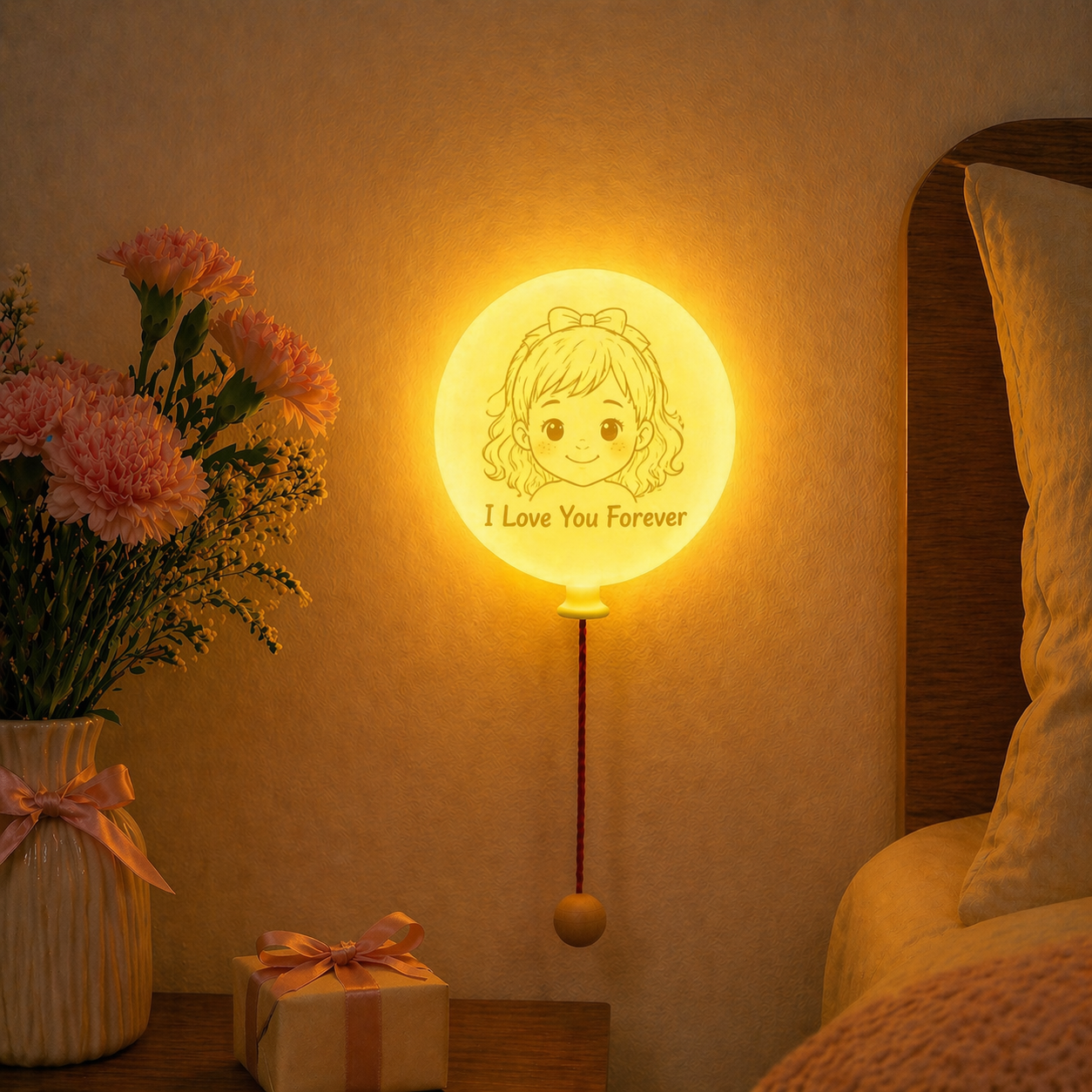 Personalized Balloon Night Light – Custom Name LED Lamp with Soft Glow, Rechargeable Kids & Gift Decor Mother's Day Funny Gift - MyMoonLampAu
