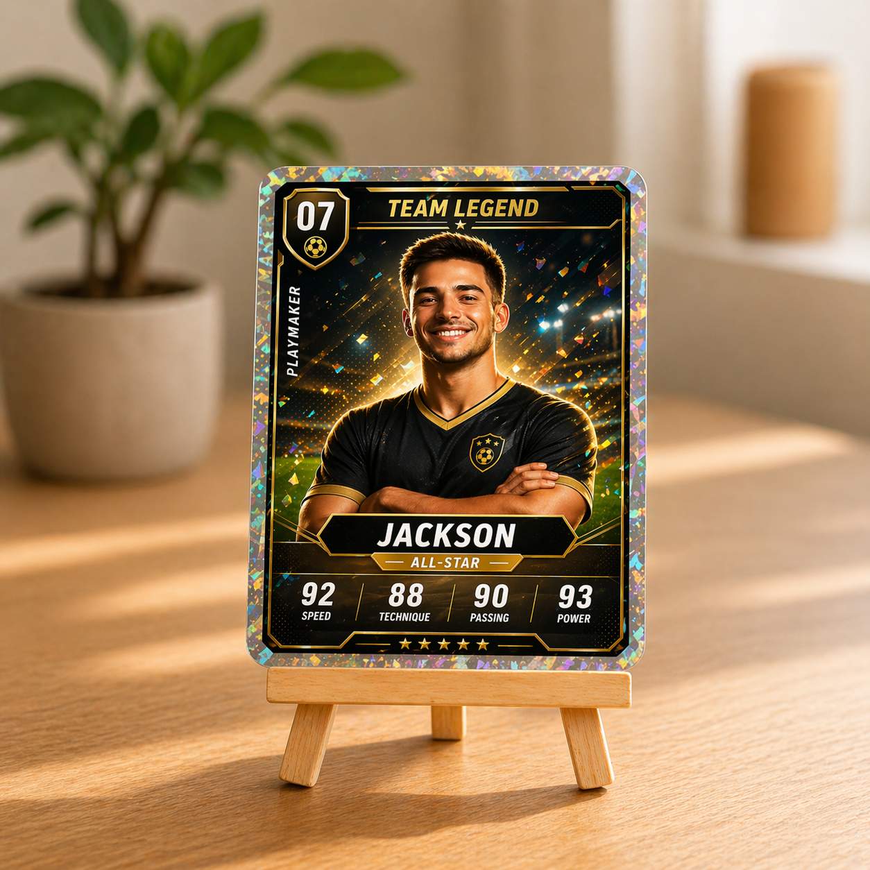 Custom Team Legend Football Card – Holographic Player Stats Keepsake Personalized All-Star Gift - MyMoonLampAu