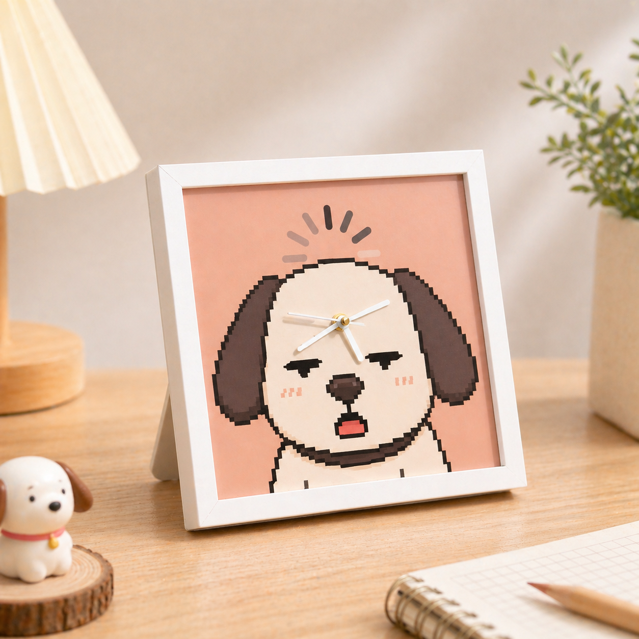 Custom Pixel Portrait Desk Clock for Kids Family  Funny Offline Mood Mini Table Clock Ornament Gift Idea - MyMoonLampAu