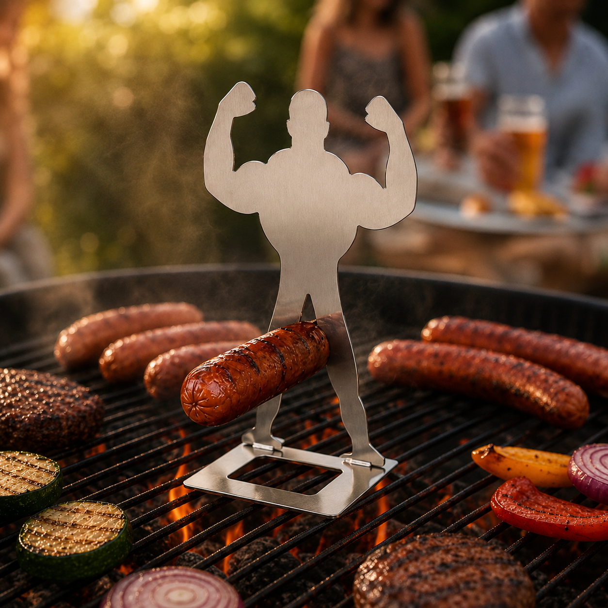 Stainless Steel BBQ Sausage Holder - Funny Grilling Gadget Gift - MyMoonLampAu