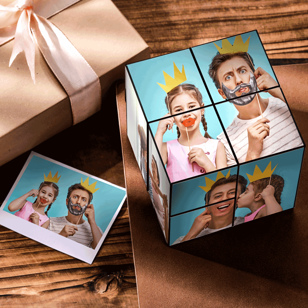 Father's Day Gifts Custom Magic Folding Photo Rubic's Cube For Father