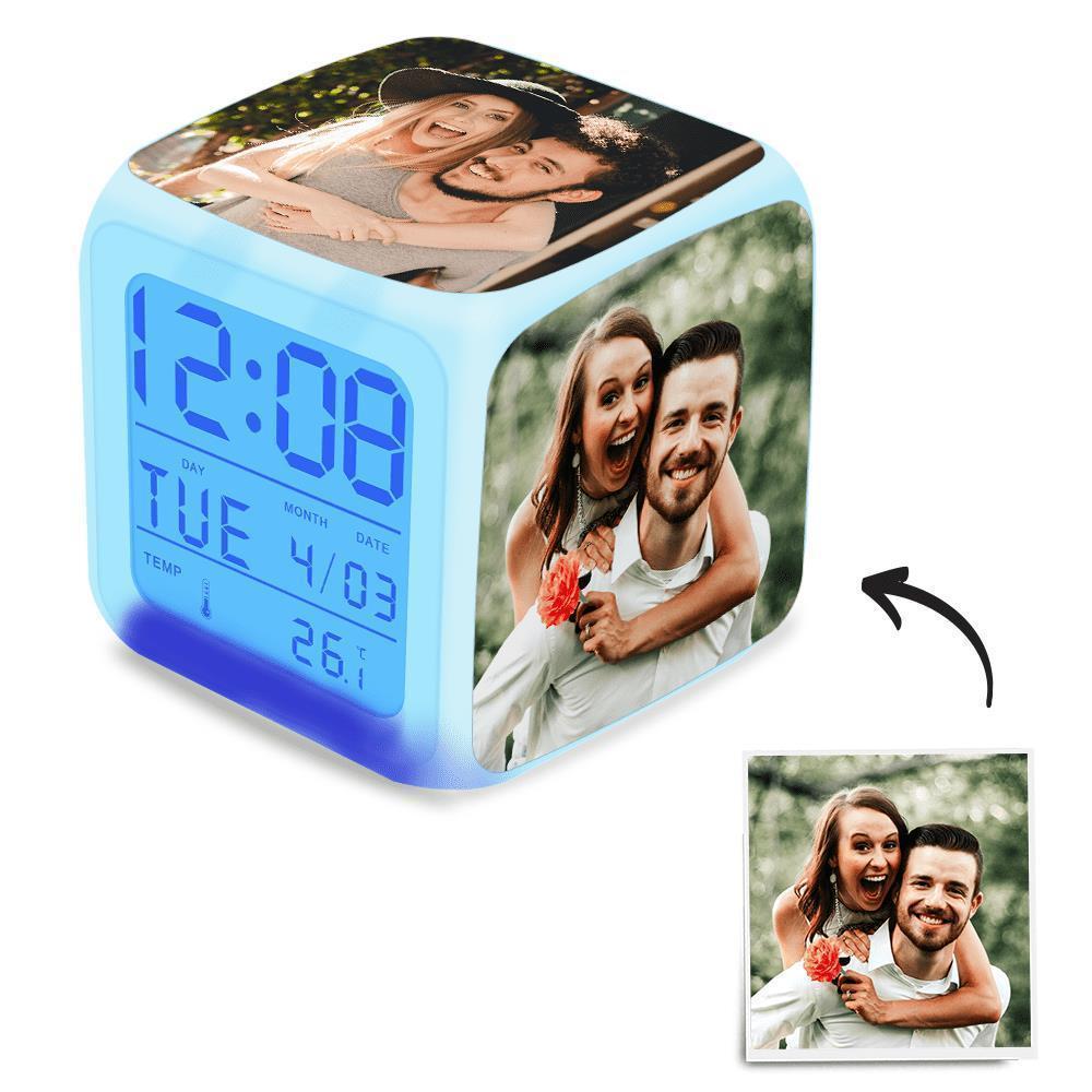 Personalized Photo Alarm Clock Gifts Home Decoration Multi Photo Colorful Lights