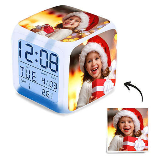 Personalized Photo Alarm Clock Gifts Home Decoration Multi Photo Colorful Lights