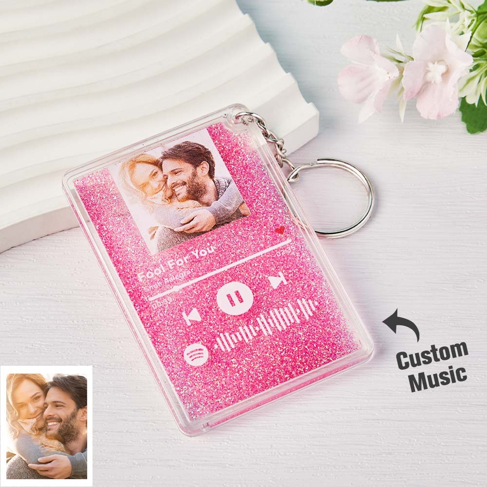 Scannable Spotify Code Quicksand Plaque Keychain Lamp Music and Photo Acrylic Gifts for Her - mymoonlampau