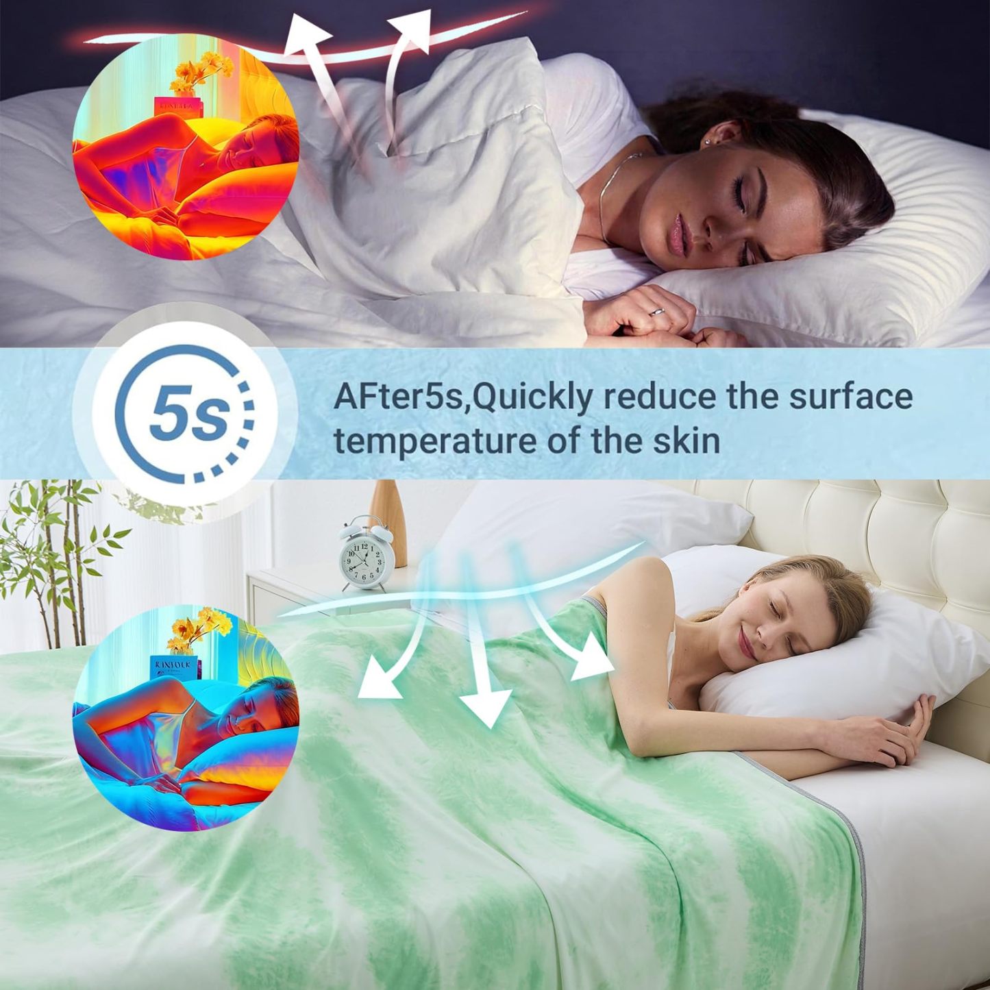 Cooling Blanket Queen Size (90"X90"), Cold Blanket for Hot Sleepers, Ultra-Cool Lightweight & Breathable, Soft Thin for Night Sweats, Bed & Couch - MyMoonLampAu