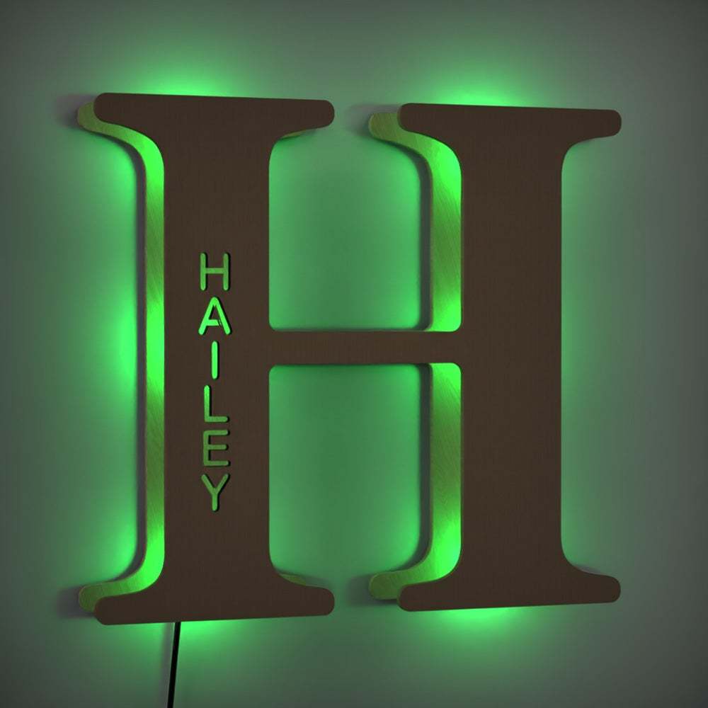 Letter F Wooden Custom Name Sign Lamp Billboard Lamp Night Light