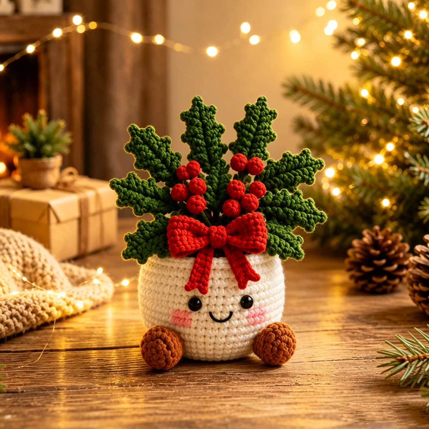 Handmade Crochet Christmas Plant Pots – Festive Holiday Decor Gift for Home & Office - MyMoonLampAu