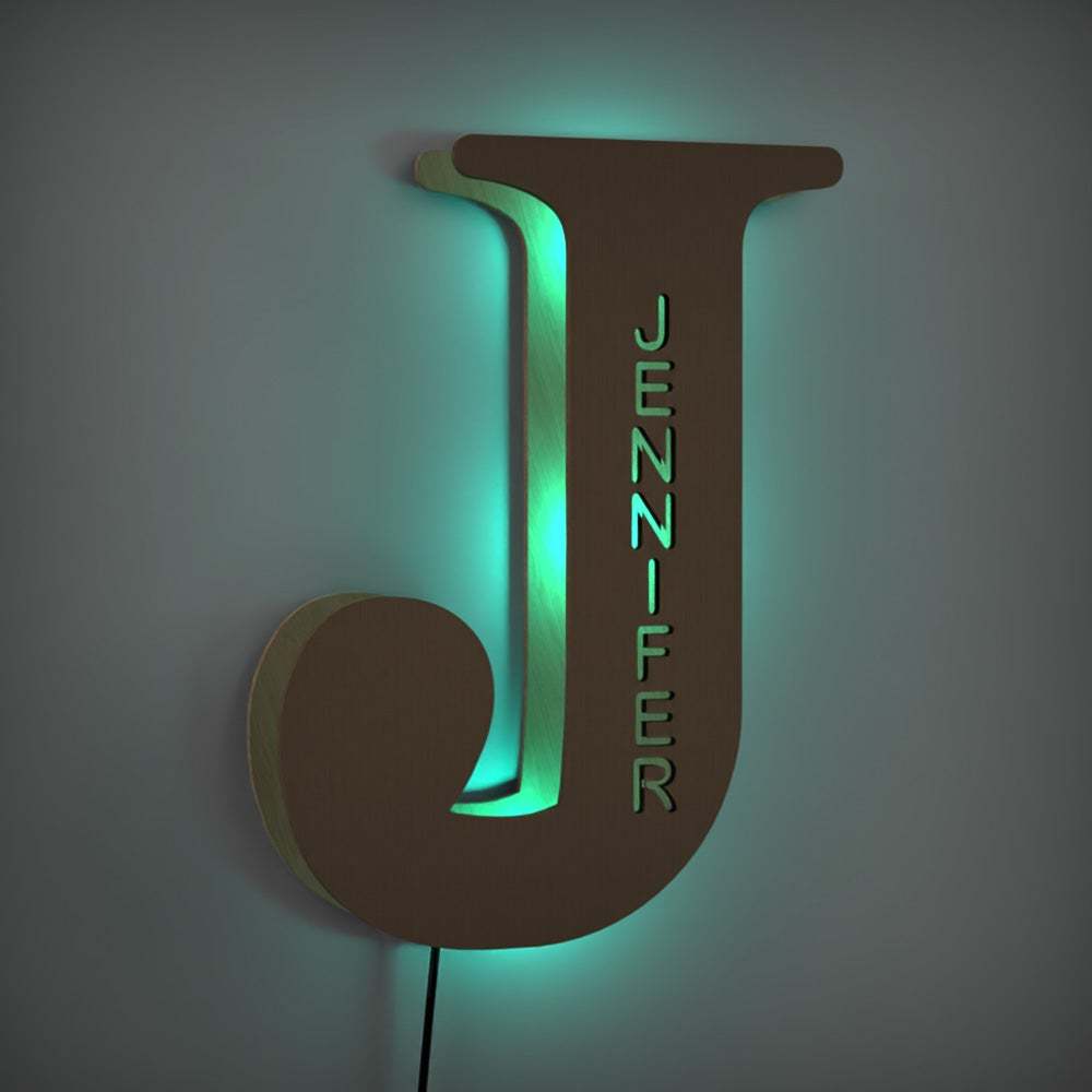 Personalized Wooden Up Letter I Name Sign Lamp Billboard Lamp Night Light