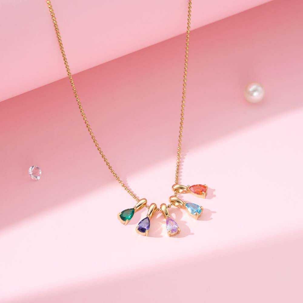 Birthstone Necklace,Custom Jewellery Anniversary Gift,Family Gift, Birthday Gift ,Grandma Necklace, Valentines Day Gift for Her - MyMoonLampAu