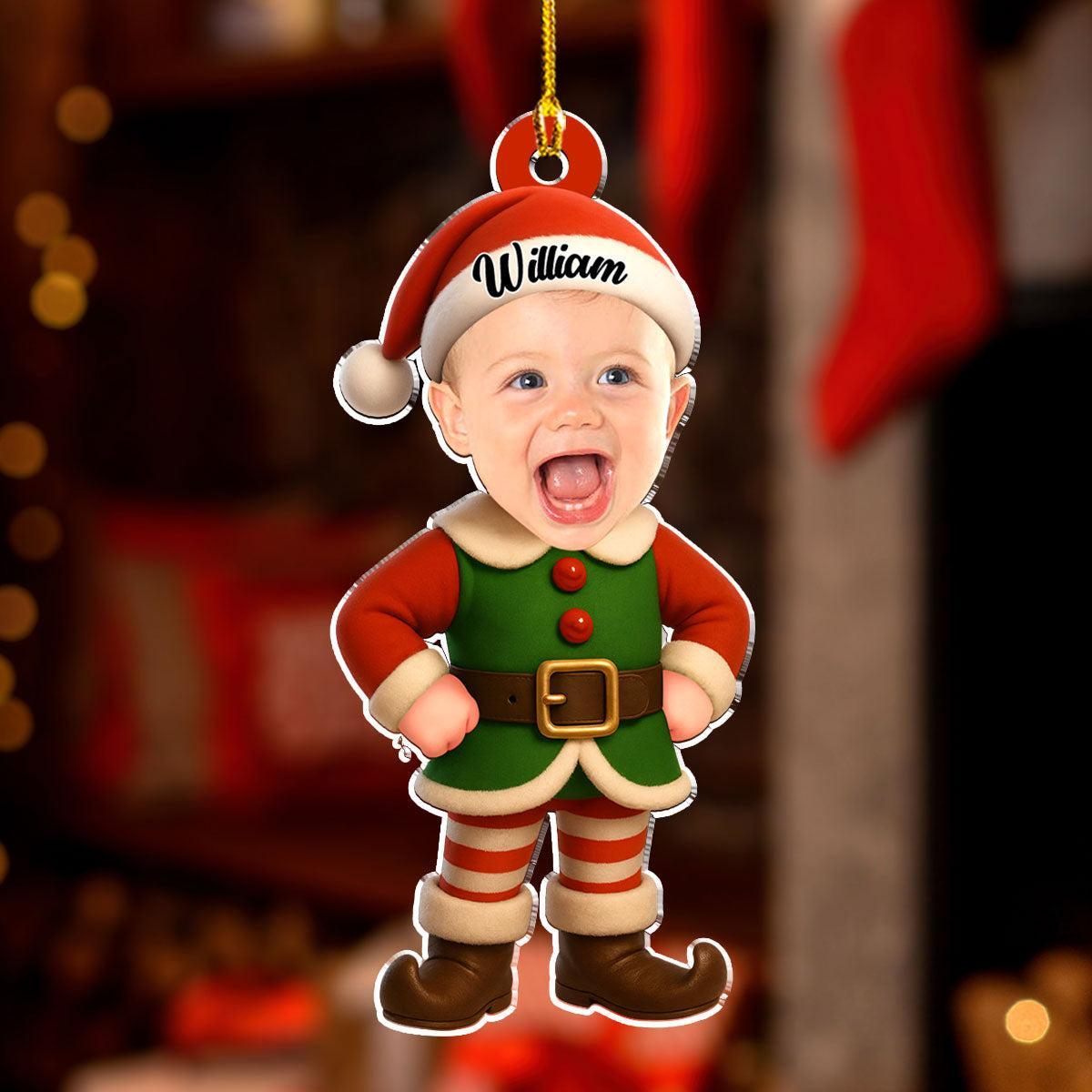 Custom Photo Baby Christmas Ornament for New Parents • Little Elves - Personalized Acrylic Ornament - MyMoonLampAu