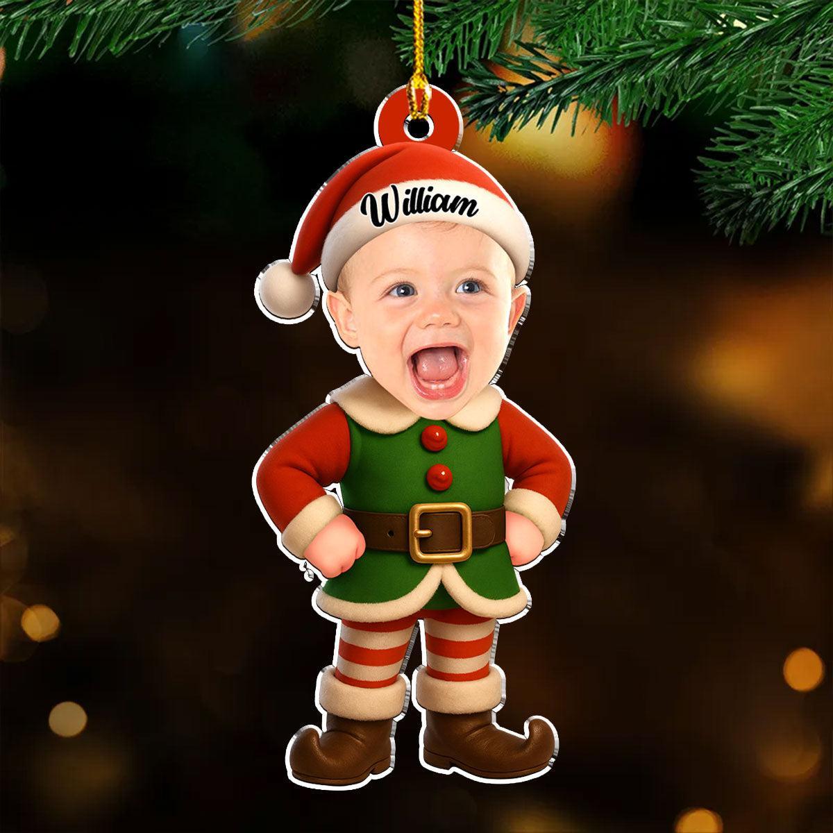 Custom Photo Baby Christmas Ornament for New Parents • Little Elves - Personalized Acrylic Ornament - MyMoonLampAu