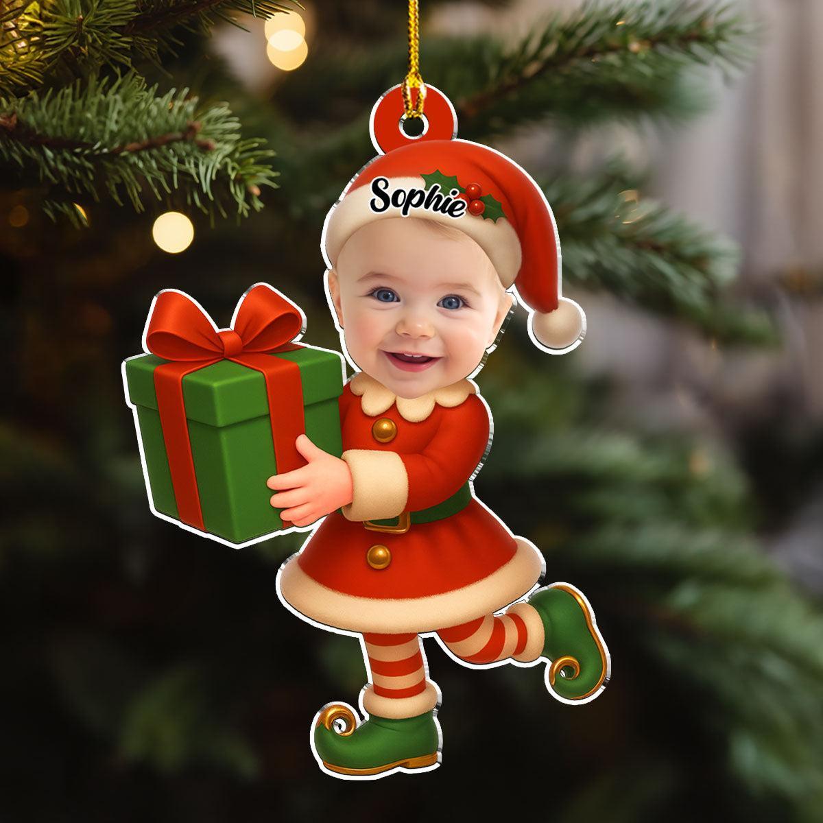 Custom Photo Baby Christmas Ornament for New Parents • Little Elves - Personalized Acrylic Ornament - MyMoonLampAu