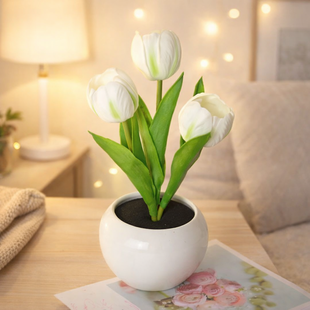 LED Tulip Night Light  Dimmable Plug-in Romantic Flower Lamp Artificial Bloom Mother’s Day Gift - MyMoonLampAu