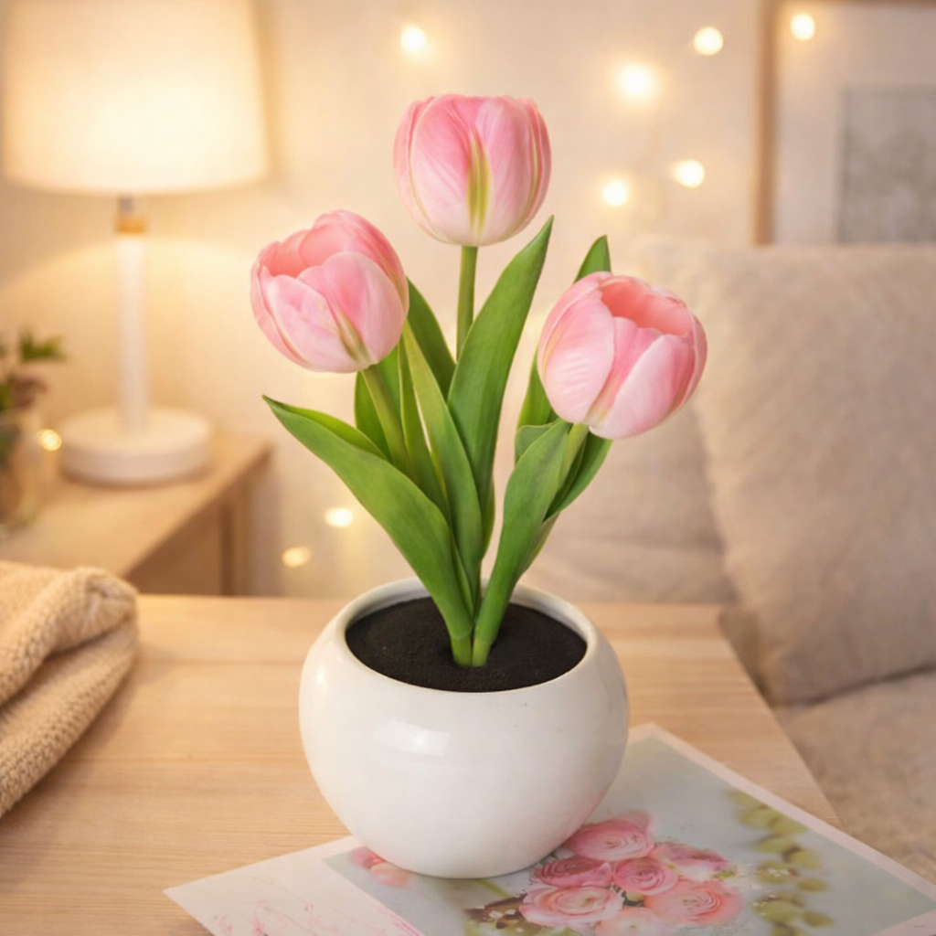 LED Tulip Night Light  Dimmable Plug-in Romantic Flower Lamp Artificial Bloom Mother’s Day Gift - MyMoonLampAu