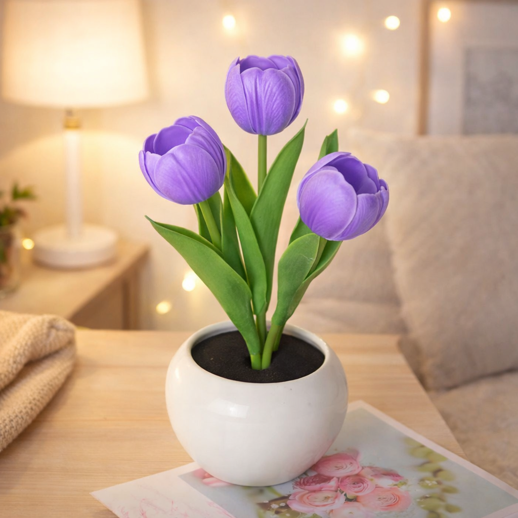 LED Tulip Night Light  Dimmable Plug-in Romantic Flower Lamp Artificial Bloom Mother’s Day Gift - MyMoonLampAu