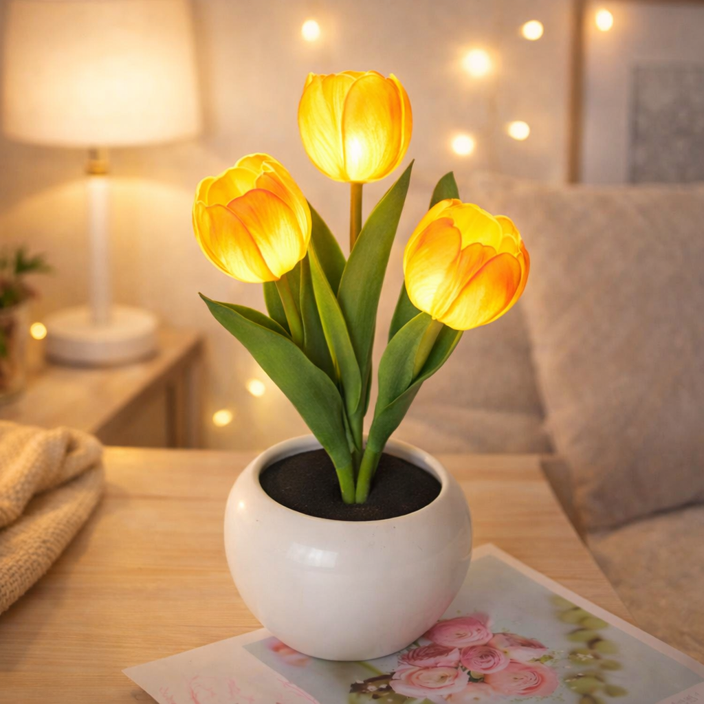 LED Tulip Night Light  Dimmable Plug-in Romantic Flower Lamp Artificial Bloom Mother’s Day Gift - MyMoonLampAu