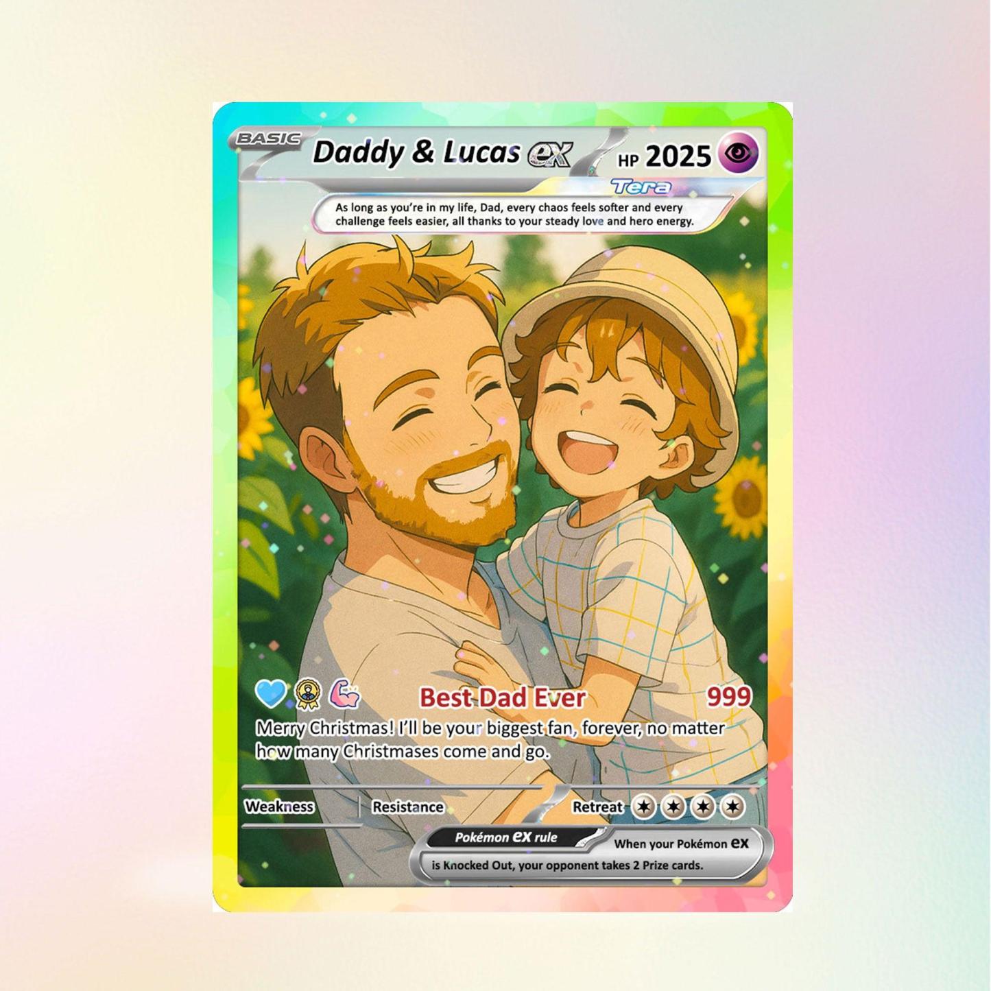 Best Dad Ever Poke Card, Custom Poke Card  Anime-Inspired Personalized Poke Card for Dad - Perfect Gift for Dad Happy Fathers Day Gift - MyMoonLampAu