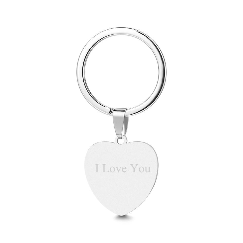 Heart Tag Photo Keyring With Engraving Stainless Steel