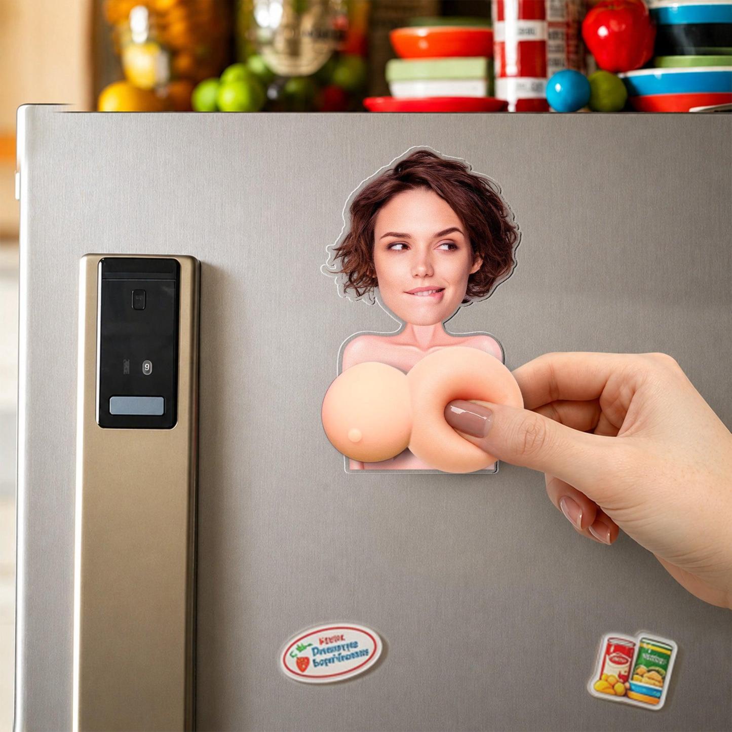 Naughty Gift For Him, Funny Anniversary Gift Upload Face - Personalized Fridge Magnet - MyMoonLampAu