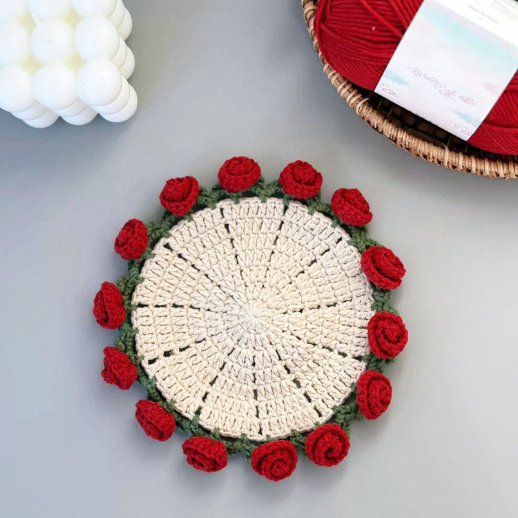 Handmade Crochet Rose Bouquet Coaster Set Transformable Floral Coaster & Home Decor Unique Eco-Friendly Gift 2025 Mother's Day Gifts - MyMoonLampAu