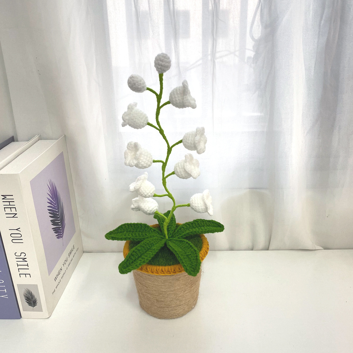 LED Light Crocheted Lily of the Valley - Glowing Potted Knit Flower Home Ambiance Decor - MyMoonLampAu