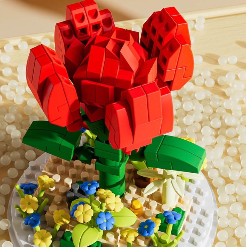 Valentine's Day Flower Building Blocks Rose Blue Enchantress Building Blocks Ornaments Valentine's Day Gifts for Her - MyMoonLampAu