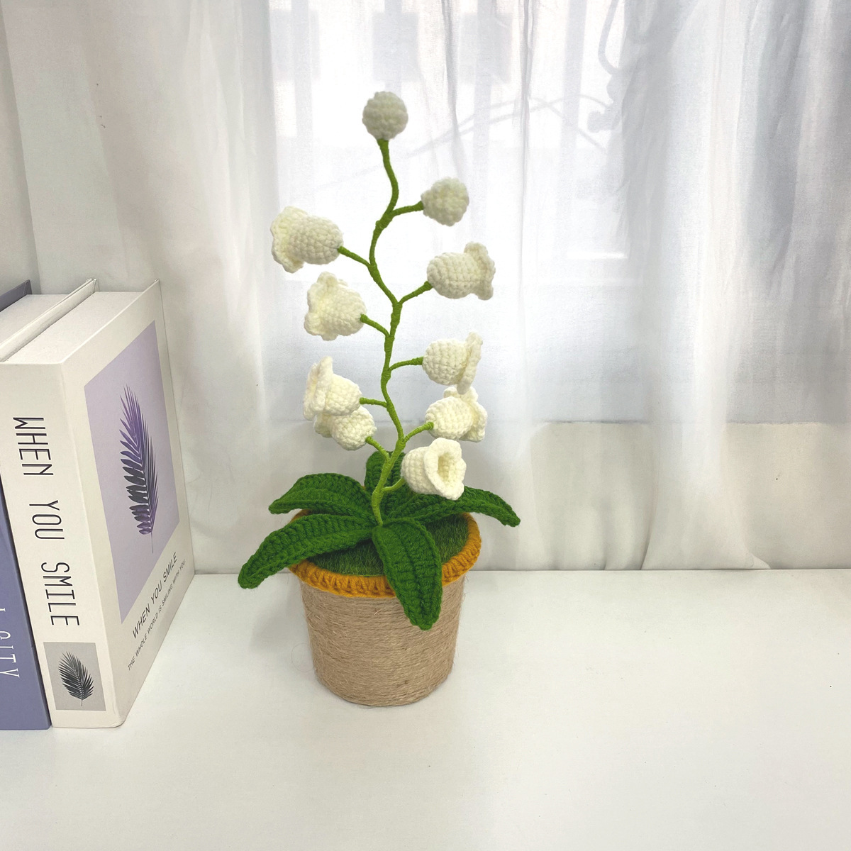 LED Light Crocheted Lily of the Valley - Glowing Potted Knit Flower Home Ambiance Decor - MyMoonLampAu