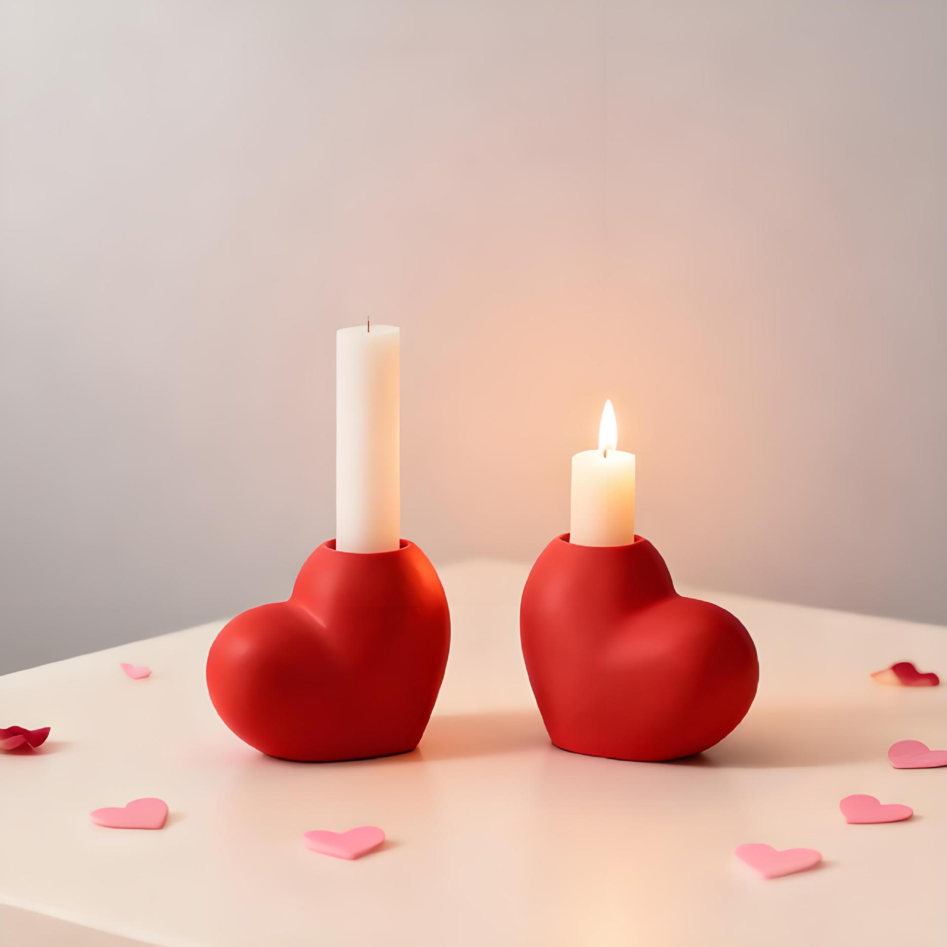 Valentine's Day Gift Heart-Shaped Ceramic Candle Holder Stylish Romantic Decor for Anniversaries Date Nights
