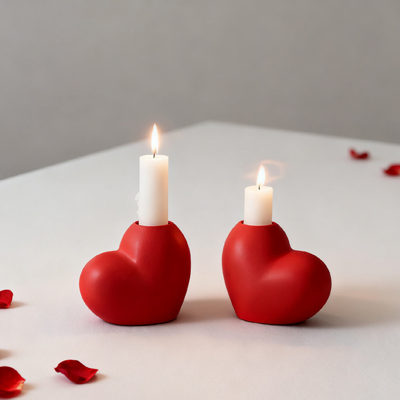 Valentine's Day Gift Heart-Shaped Ceramic Candle Holder Stylish Romantic Decor for Anniversaries Date Nights - MyMoonLampAu