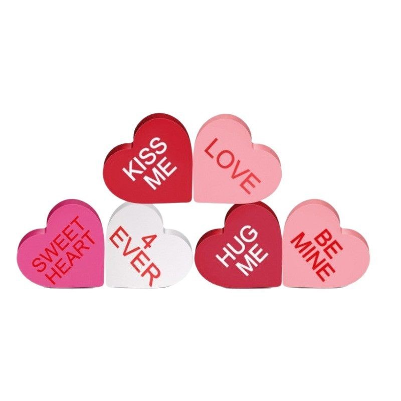 Valentine's Heart Decor Set Phrase-Printed Table Ornaments Perfect Valentine's Day Gift - MyMoonLampAu