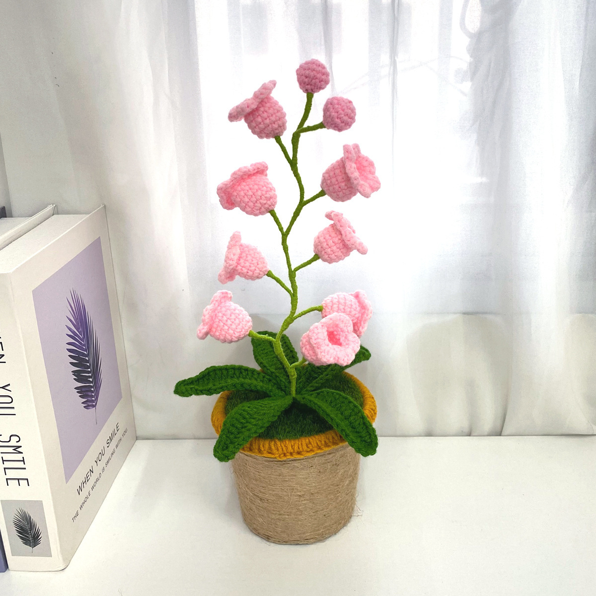 LED Light Crocheted Lily of the Valley - Glowing Potted Knit Flower Home Ambiance Decor - MyMoonLampAu