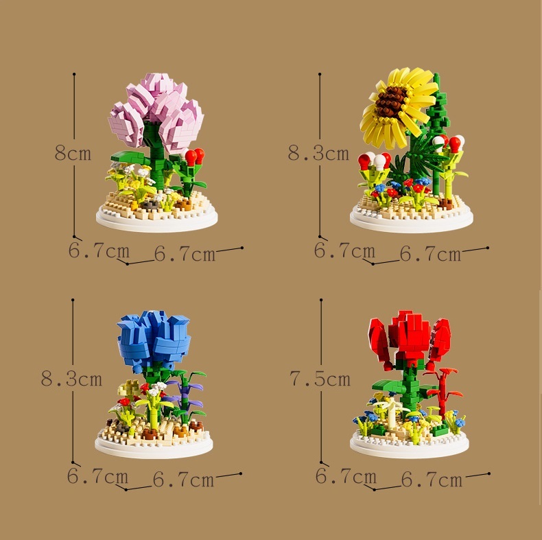 Valentine's Day Flower Building Blocks Rose Blue Enchantress Building Blocks Ornaments Valentine's Day Gifts for Her - MyMoonLampAu