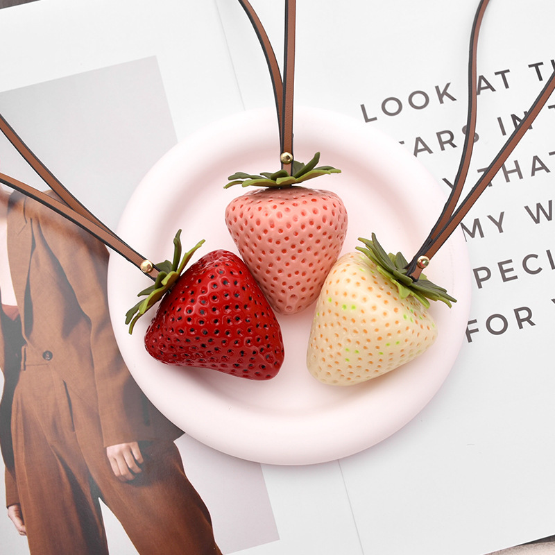 Pink 3D Strawberry Keychain Bag charm Personalized Strawberry Accessory Keychain - MyMoonLampAu