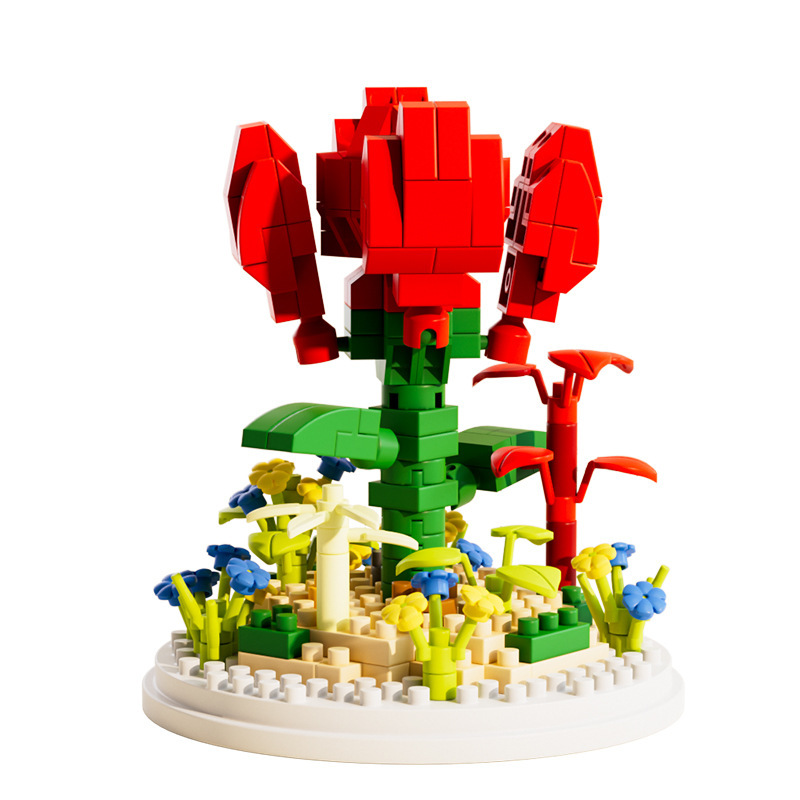 Valentine's Day Flower Building Blocks Rose Blue Enchantress Building Blocks Ornaments Valentine's Day Gifts for Her - MyMoonLampAu