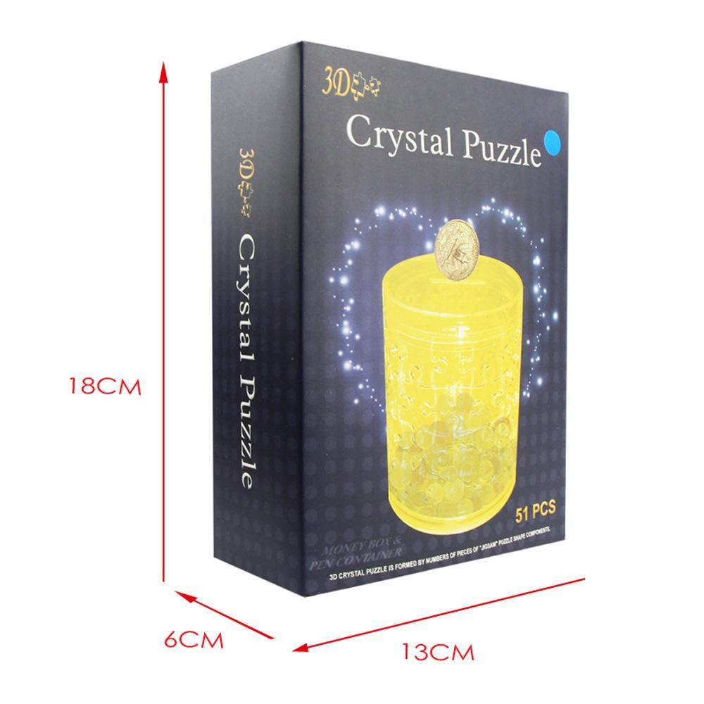 DIY Crystal Puzzle Transparent Jigsaw Puzzles Cup Shape Building Block Money Box Gifts For Friends (Blue)