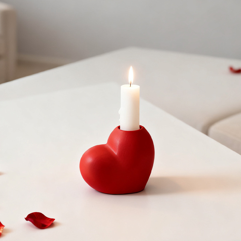 Valentine's Day Gift Heart-Shaped Ceramic Candle Holder Stylish Romantic Decor for Anniversaries Date Nights - MyMoonLampAu