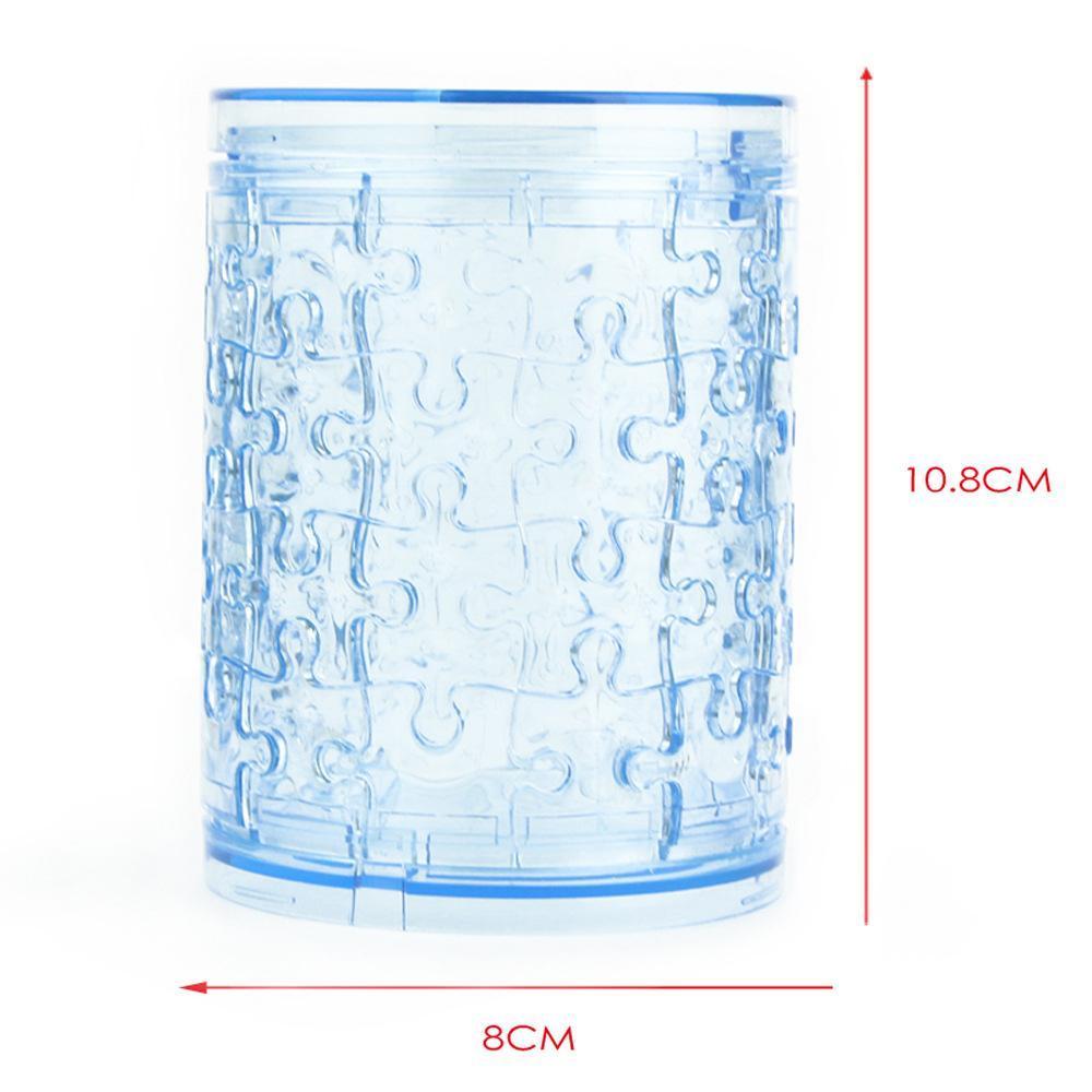 DIY Crystal Puzzle Transparent Jigsaw Puzzles Cup Shape Building Block Money Box Gifts For Friends (Blue)