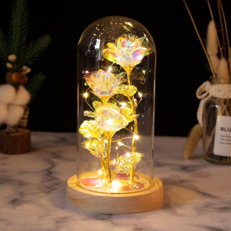 Gifts for Mum Flower Rose in Glass Led Light Mother's Day Gifts