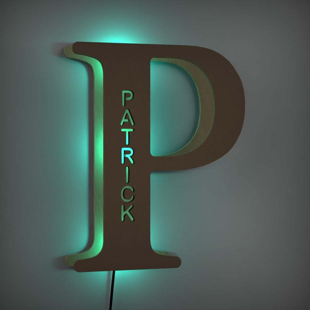 Personalized Wooden Up Letter I Name Sign Lamp Billboard Lamp Night Light