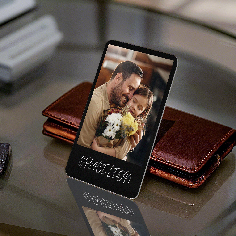 Custom Metal Wallet Card Personalized Aluminum Photo Wallet Card Father's Day Gift - MyMoonLampAu