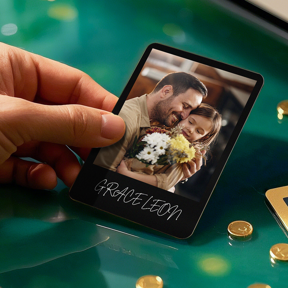 Custom Metal Wallet Card Personalized Aluminum Photo Wallet Card Father's Day Gift - MyMoonLampAu