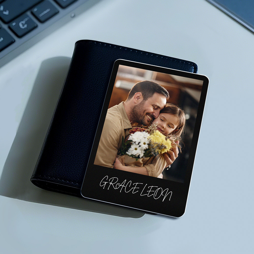 Custom Metal Wallet Card Personalized Aluminum Photo Wallet Card Father's Day Gift - MyMoonLampAu
