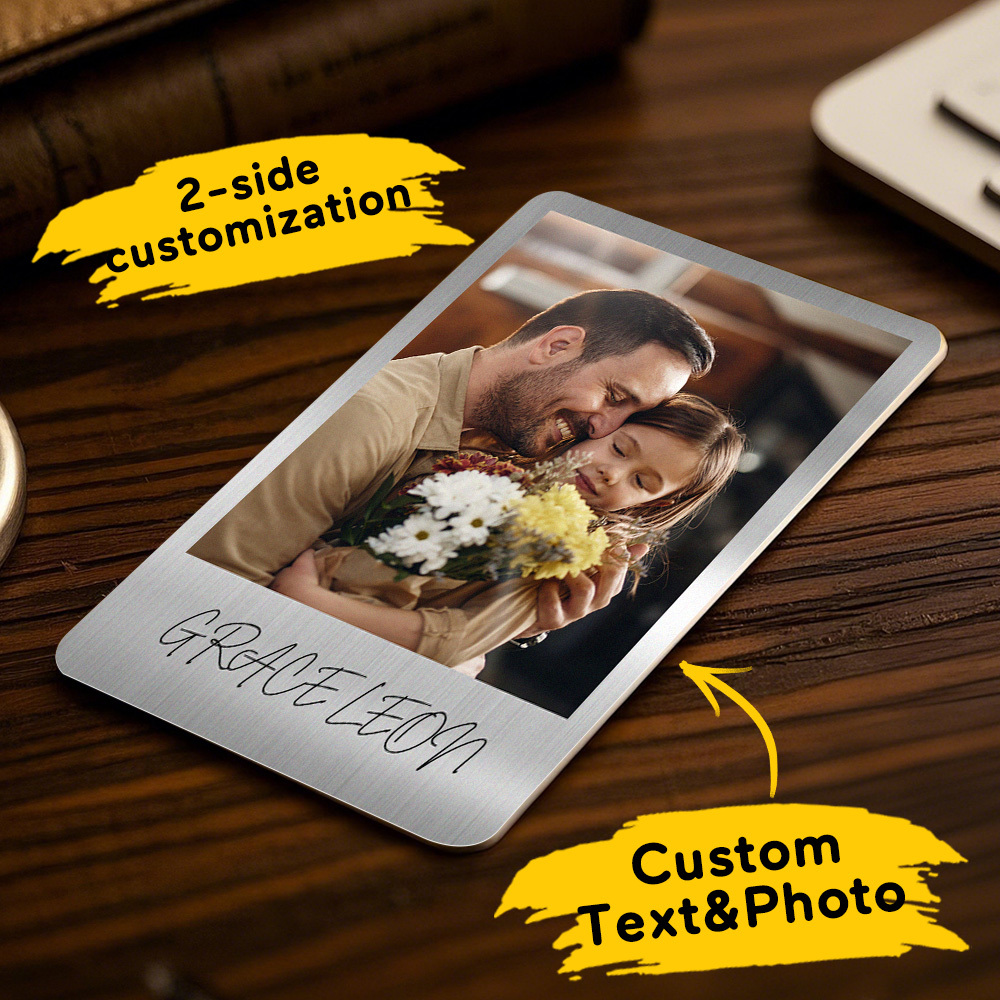 Custom Metal Wallet Card Personalized Aluminum Photo Wallet Card Father's Day Gift - MyMoonLampAu