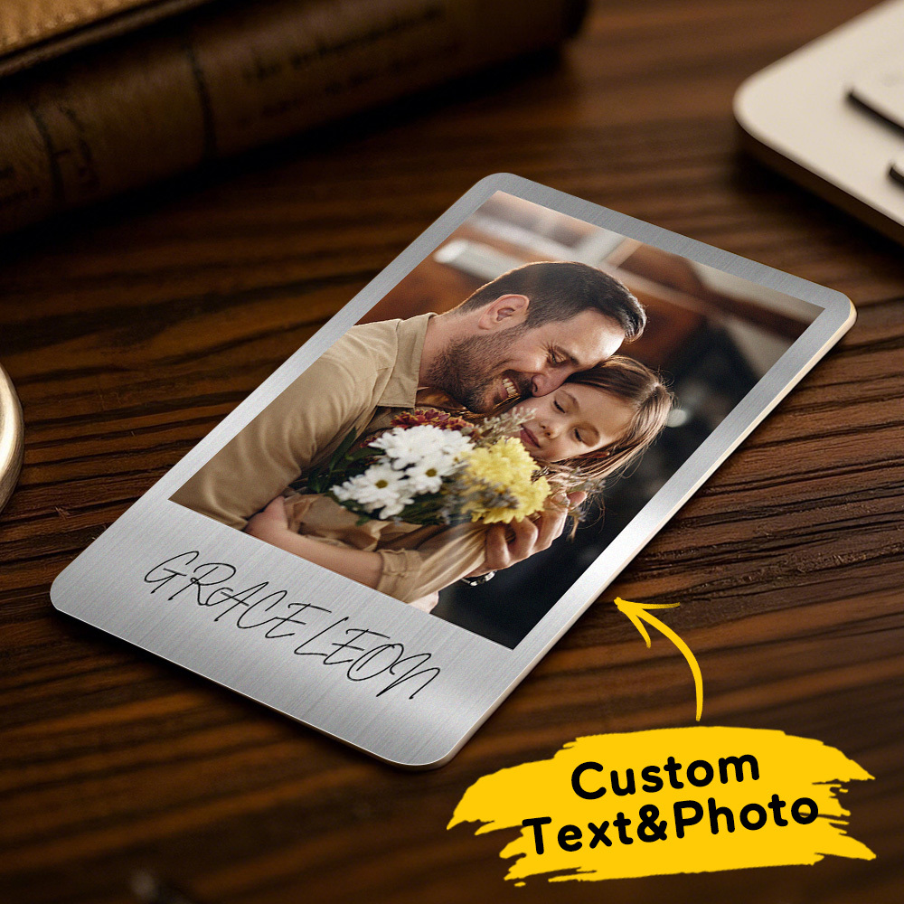 Custom Metal Wallet Card Personalized Aluminum Photo Wallet Card Father's Day Gift - MyMoonLampAu